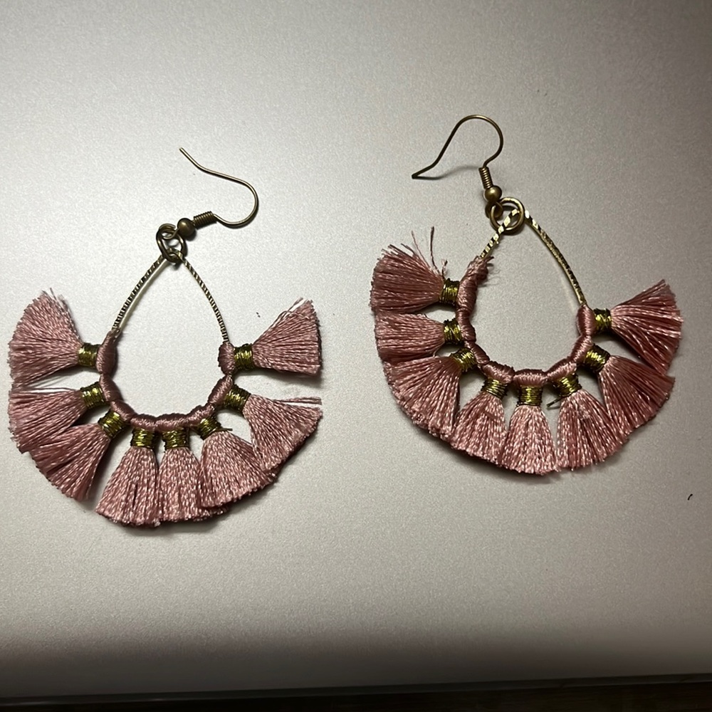 Custom made pink fans on the earrings